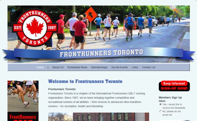 Web Development and Design for FrontRunnersToronto.ca